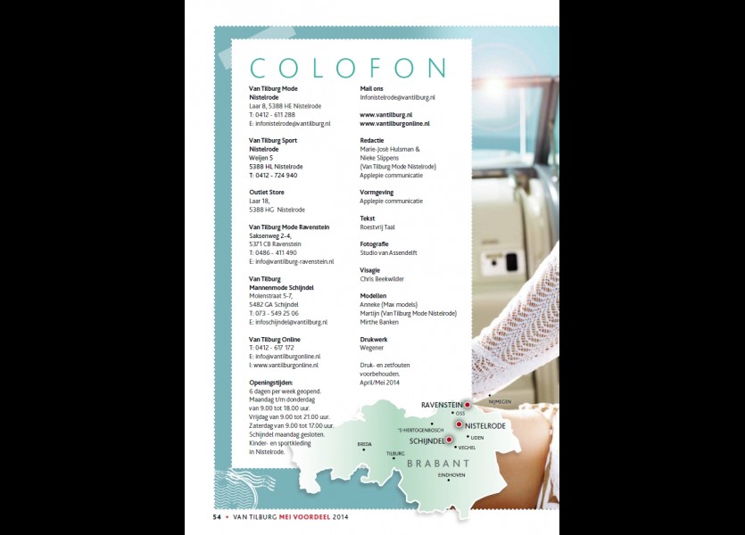 Van Tilburg Magazine Mei 2014 page 54 Colofon